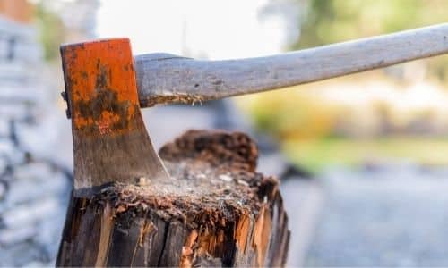 chopping wood