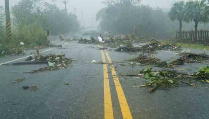 Debris during a typhoon