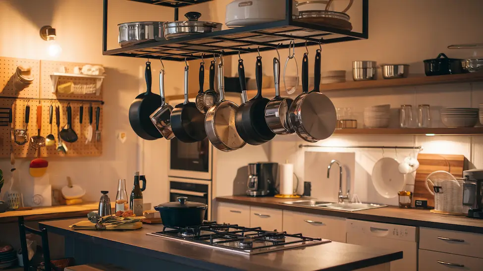 Prepping in a small space: Hanging Pot Racks